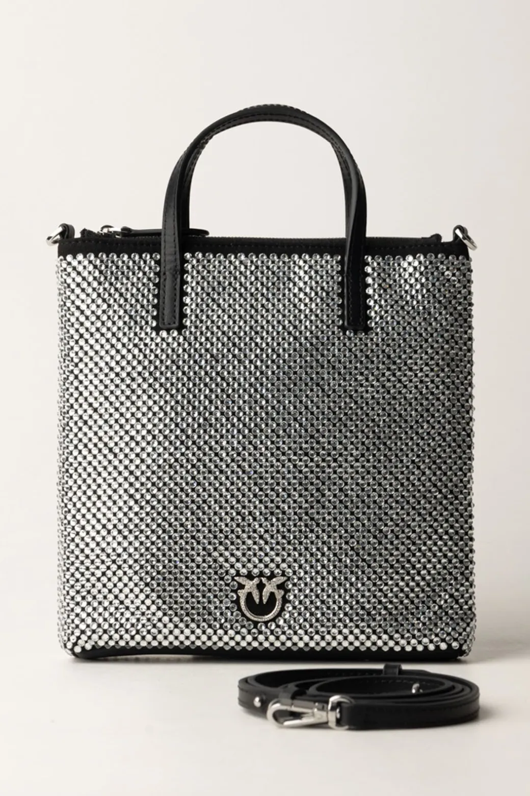 Pinko Mini Shopper Strass GioielloNERO LIMOUSINE-SHINY NICKEL