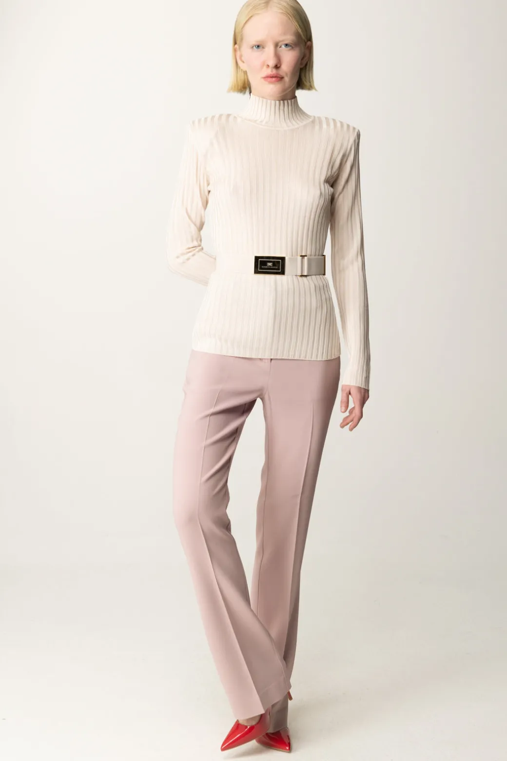 Pinko Pantaloni a Zampa In Cady TecnicoROSA ZEFIRO