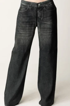 Pinko Pantaloni Ampi Effetto JeansGRIGIO/NERO
