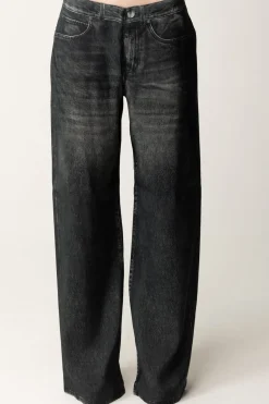 Pinko Pantaloni Ampi Effetto JeansGRIGIO/NERO