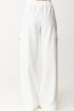 Pinko Pantaloni Cargo Fluidi In Viscosa StretchBIANCO-BIANCANEVE