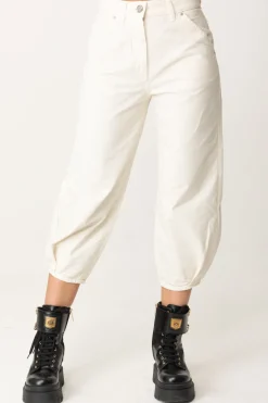 Pinko Pantaloni Crop Baloon In Tela Di CotoneBIANCO LATTE