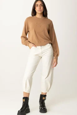 Pinko Pantaloni Crop Baloon In Tela Di CotoneBIANCO LATTE