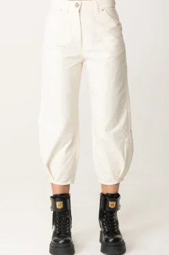 Pinko Pantaloni Crop Baloon In Tela Di CotoneBIANCO LATTE