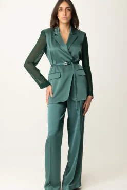 Pinko Pantaloni Fluidi con PincesVERDE BOTTIGLIA SCURO