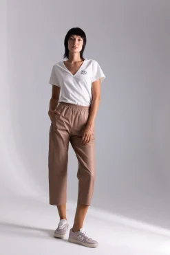 Pinko Pantaloni In Pelle con ElasticoROSA ALMANDINO