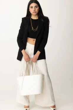 Pinko Pantaloni In Satin Effetto OpacoROSA FUMO BIANCO