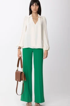 Pinko Pantaloni Palazzo con BottoniVERDE PRATO INGLESE