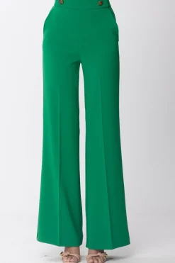 Pinko Pantaloni Palazzo con BottoniVERDE PRATO INGLESE
