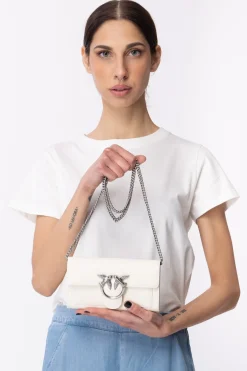 Pinko Pochette Love One WalletBIANCO SETA-OLD SILVER