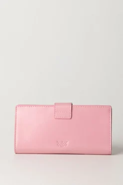 Pinko Portafogli In Pelle Liscia con LogoROSA MARINO-BLOCK COLOR