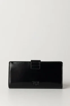 Pinko Portafogli In Pelle Liscia con LogoNERO LIMOUSINE BLOCK COLOR