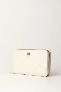 Pinko Portafogli Taylor Zip AroundBIANCO SETA-ANTIQUE GOLD