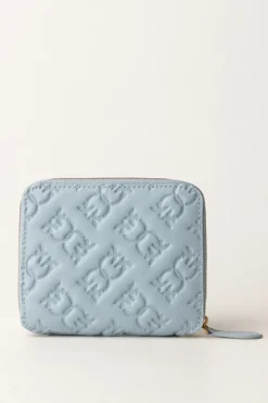 Pinko Portafoglio Quadrato Zip-aroun con Pattern LogoLIGHT BLUE-ANTIQUE GOLD