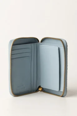Pinko Portafoglio Quadrato Zip-aroun con Pattern LogoLIGHT BLUE-ANTIQUE GOLD