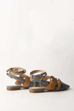 Pinko Slingback Basse In Jeans con StrassBLU/BEIGE