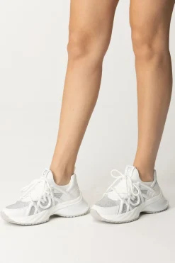 Pinko Sneakers con Logo e StrassBIANCO/CRYSTAL