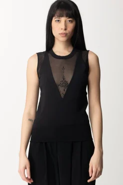 Pinko Top con Inserti In TulleNERO LIMOUSINE