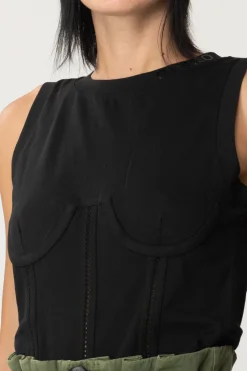 Pinko Top Effetto BustierNERO LIMOUSINE