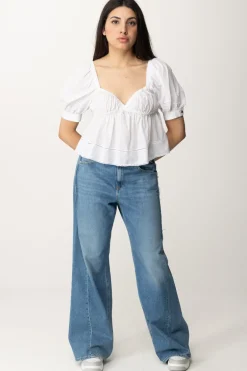 Pinko Top In Mussola con Ricamo a JourBIANCO BRILL.