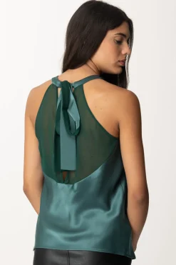 Pinko Top In Satin con FioccoVERDE BOTTIGLIA SCURO
