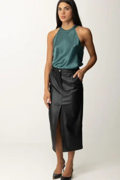 Pinko Top In Satin con FioccoVERDE BOTTIGLIA SCURO