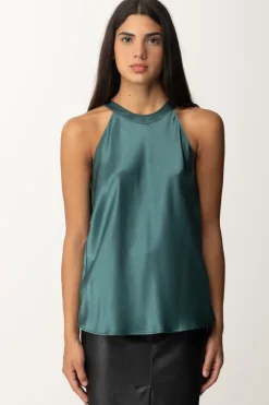 Pinko Top In Satin con FioccoVERDE BOTTIGLIA SCURO