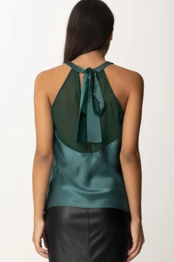 Pinko Top In Satin con FioccoVERDE BOTTIGLIA SCURO