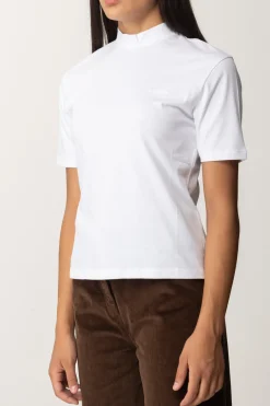 Pinko T-shirt Collo Alto con Ricamo LogoBIANCO BRILL.
