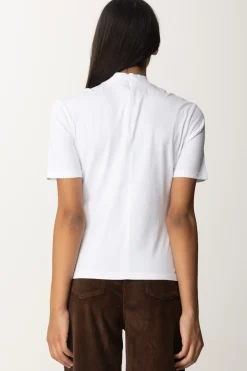 Pinko T-shirt Collo Alto con Ricamo LogoBIANCO BRILL.