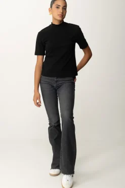 Pinko T-shirt Collo Alto con Ricamo LogoNERO LIMOUSINE