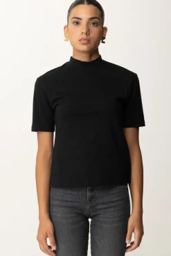 Pinko T-shirt Collo Alto con Ricamo LogoNERO LIMOUSINE