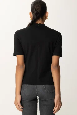 Pinko T-shirt Collo Alto con Ricamo LogoNERO LIMOUSINE