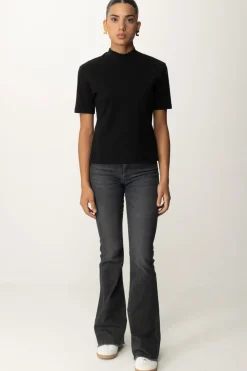 Pinko T-shirt Collo Alto con Ricamo LogoNERO LIMOUSINE