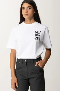 Pinko T-shirt con Doppio Logo "love Birds"BIANCO-BIANCANEVE