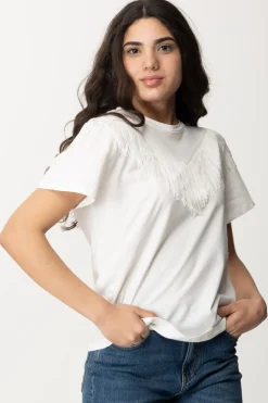 Pinko T-shirt con FrangeBIANCO-BIANCANEVE