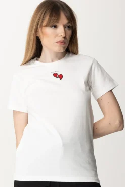 Pinko T-shirt con Ricamo CuoriBIANCO SETA