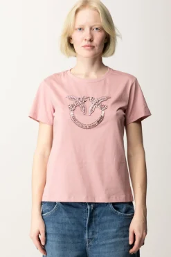Pinko T-shirt con Ricamo Logo Love BirdsROSA ZEFIRO