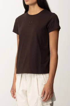 Pinko T-shirt con Ricamo Love BirdsMARRONE
