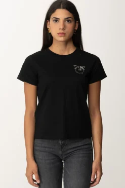 Pinko T-shirt con Ricamo Logo GioielloNERO LIMOUSINE