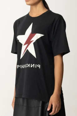 Pinko T-shirt con Stampa Stella e LogoNERO/BIANCO/ROSA