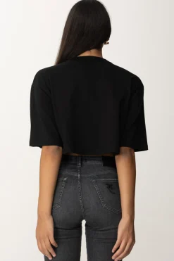Pinko T-shirt Crop Over con Ricamo LogoNERO LIMOUSINE