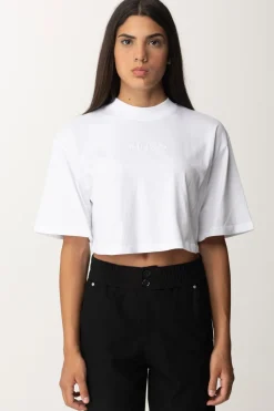 Pinko T-shirt Crop Over con Ricamo LogoBIANCO BRILL.