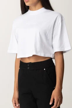 Pinko T-shirt Crop Over con Ricamo LogoBIANCO BRILL.