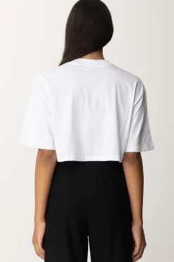 Pinko T-shirt Crop Over con Ricamo LogoBIANCO BRILL.