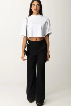 Pinko T-shirt Crop Over con Ricamo LogoBIANCO BRILL.