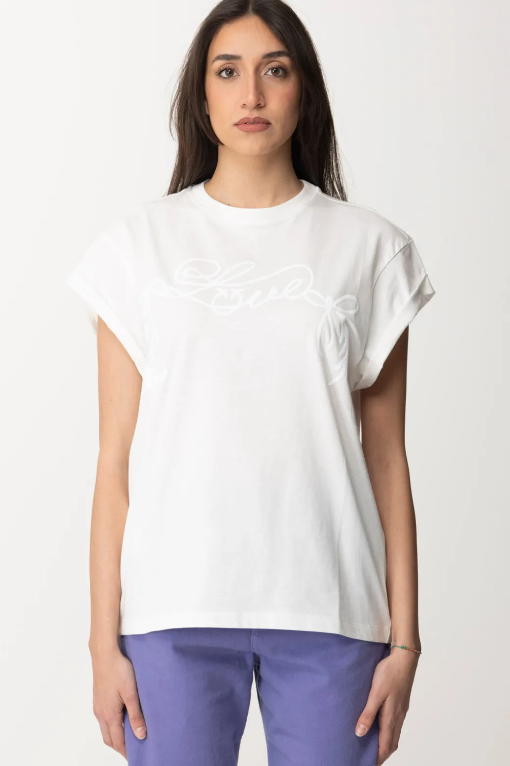 Pinko T-shirt Stampa Love TelestoBIANCO-BIANCANEVE