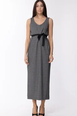 Please Abito Lungo Sale e Pepe con CinturaBIANCO/NERO