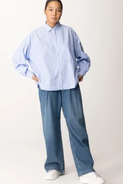 Replay Camicia Comfort Fit a RigheWHITE/BLUE