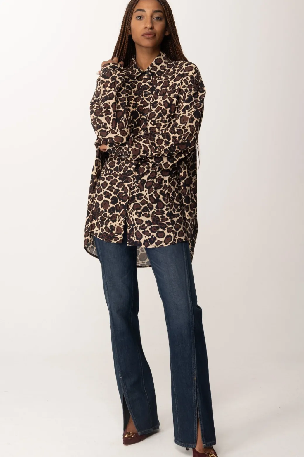 Replay Camicia con Stampa AnimalierBROWN/BLACK/SAND